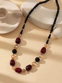 Punk Style Beaded Multi-Effect Long Necklace - Multicolor - View 2