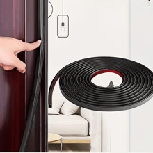 6m Roll 9*6MM TPE Windproof And Sound Insulation Self-Adhesive Anti-Theft Door Seal Strip, Luxury Solid Color Arched Door Gap Sealing Strip Which Can Be Cut Easily And Has Good Viscosity