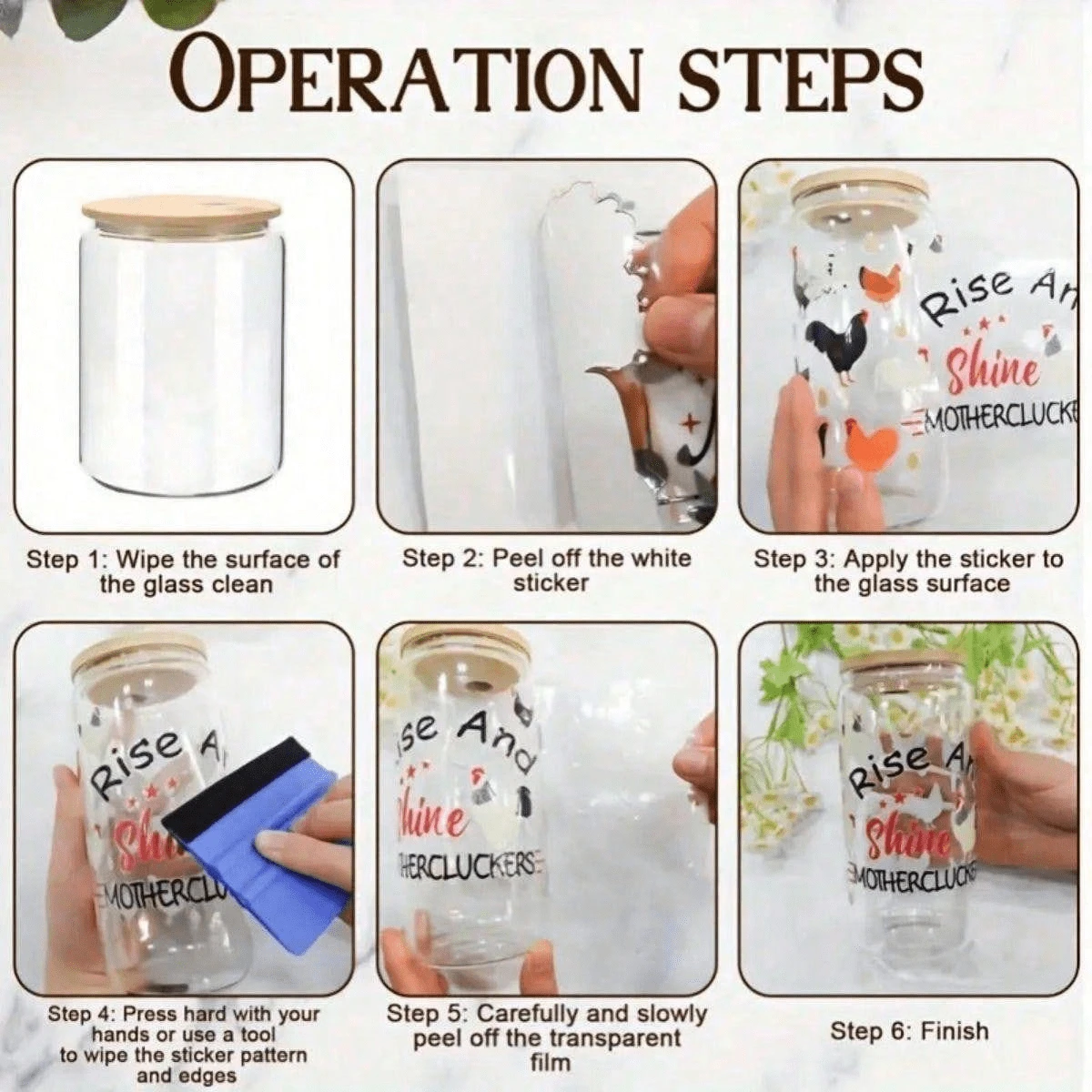 12Pack Assorted Inspirational Floral Vinyl Decals For DIY UV DTF Non