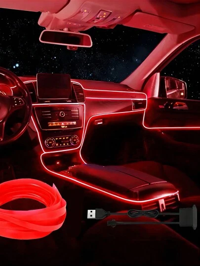 3m Led Car Interior Atmosphere Light Strip With Clip-On Design