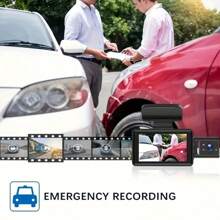 3-Inch Dual Lens Dash Cam For Vehicles, 32G Memory Card, Front And Rear Dual Channel Video Recording, Supports Loop Recording, Night Vision, Wide Angle, Car Video Recorder, Automotive Black Box