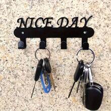 Festive Metal Key Hook With 'NICE DAY' Design - Wall Mountable, Powder Coated, Rust Resistant - Black - View 4