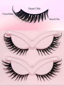 Asiteo 5 Pairs Faux Eyelashes, Cluster Lashes, Cat Eye Natural Style, Extended Tail Lashes, Faux Mink Lashes, Fox Eye Lashes, Makeup Eyelash Extensions - 黑色 - 查看 2