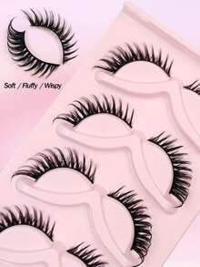 Asiteo 5 Pairs Faux Eyelashes, Cluster Lashes, Cat Eye Natural Style, Extended Tail Lashes, Faux Mink Lashes, Fox Eye Lashes, Makeup Eyelash Extensions - 黑色 - 查看 3