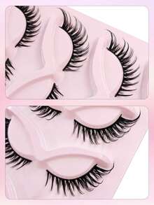 Asiteo 5 Pairs Faux Eyelashes, Cluster Lashes, Cat Eye Natural Style, Extended Tail Lashes, Faux Mink Lashes, Fox Eye Lashes, Makeup Eyelash Extensions - 黑色 - 查看 5