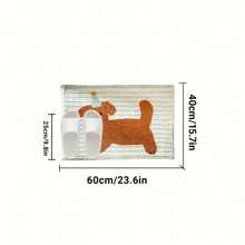 1pc Cute Cartoon Dog Pattern Bath Mat, Non-Slip Polyester Faux Wool Rug, Suitable For Bathroom, Bedroom, Living Room - Machine Washable, Striped Pattern, Soft & Easy To Clean