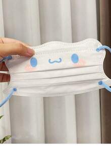 10pcs V-Shaped Face Blush Cinnamon Cartoon Cute High-Quality Disposable Eye-Protecting Mask, Slim Face Mask, Individual Packaging - Multicolor - View 5