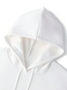 大码男式休闲骷髅图案羊毛抽绳连帽衫运动衫秋季 - 白色 - 查看 4