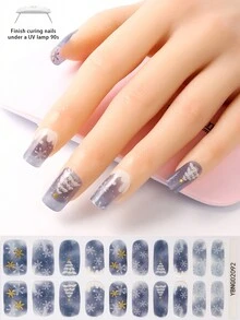 20 miếng dán móng gel phủ toàn bộ nhanh chóng, miếng dán móng gel đặc có keo dán, đồ trang trí móng nghệ thuật cần làm khô bằng đèn UV - Nhiều màu - Xem 4