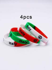 4pcs/Set Silicone Wrist Bands With Various National Flag Colors And Football Decor - National Flag Color Silicone Bracelet - View 20