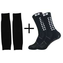 2 件套吸湿排汗透气防滑足球袜和足球腿套，高弹性护胫板