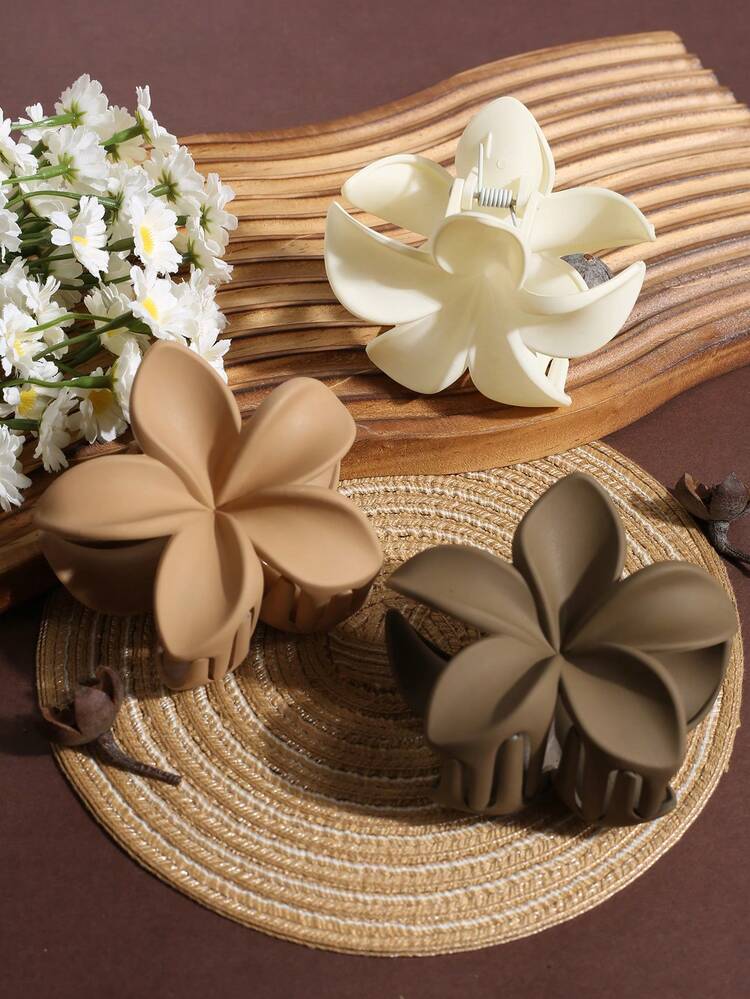 1/3 piezas Pinzas para el cabello vintage con flores de ciruelo mate, pinzas elegantes de moda para el cabello para mujeres - Multicolor - Añade 1