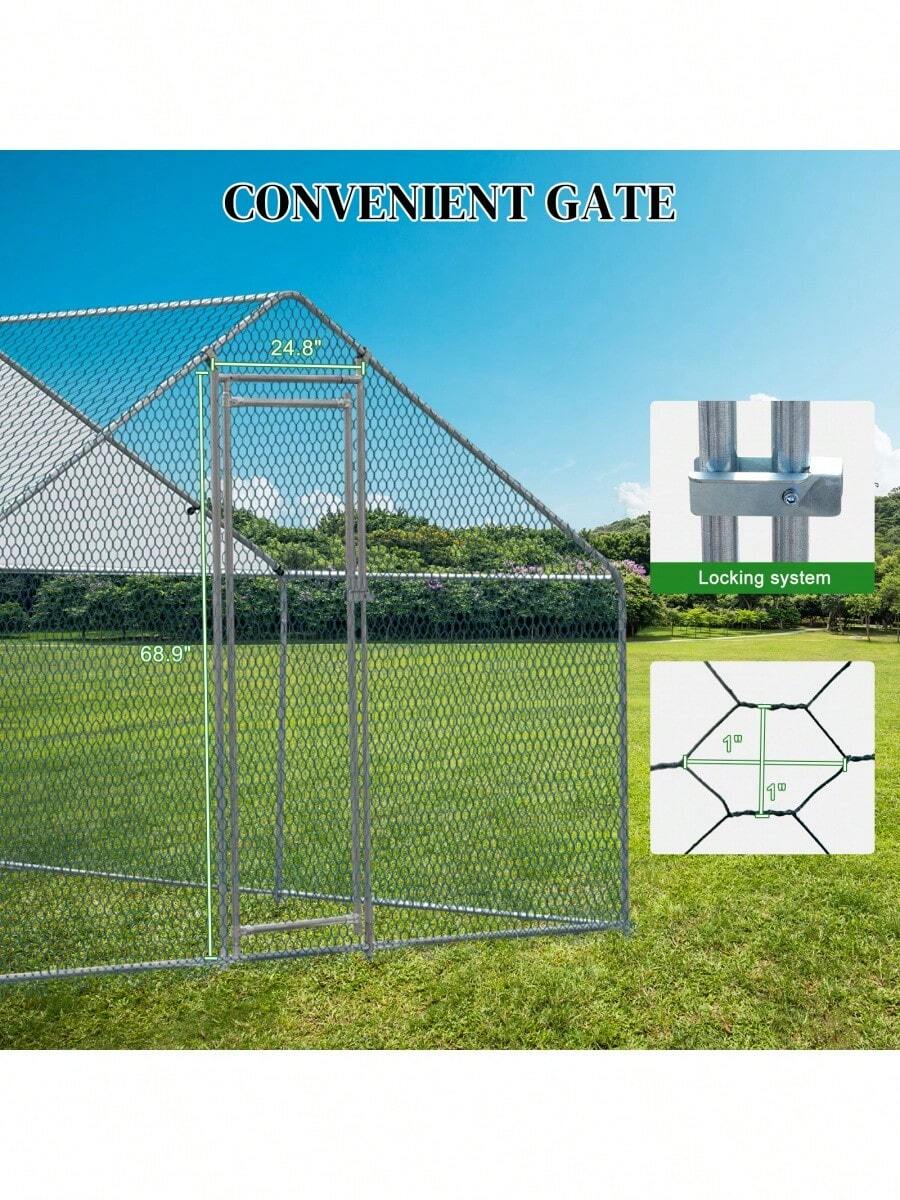 10 X 10 Ft Large Metal Chicken Coop, WalkIn Poultry Cage Chicken Hen
