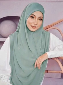 1 Stück Damen Einfarbiges Jersey Praktischer Muslimischer Pullover Hijab, Herbst/Winter zum Anziehen - Verschiedenfarbig - Übersicht 21