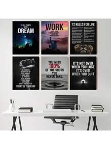 1 件锻炼生活励志名言海报和印刷品墙壁艺术图片帆布画健身房家庭房间装饰无框架 - 彩色 - 查看 4