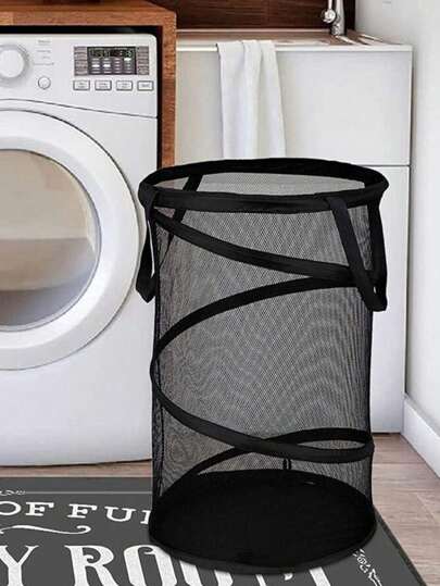 1pc Large Oxford Cloth Foldable Laundry Basket, Convenient Mesh Breathable With Handle, Clothes Storage Bin
