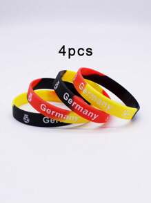 4pcs/Set Silicone Wrist Bands With Various National Flag Colors And Football Decor - National Flag Color Silicone Bracelet - View 17