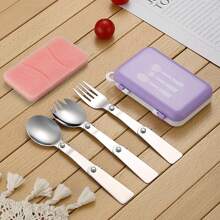 Set de 3 cucharas plegables de acero inoxidable, cubiertos portátiles para picnic, acampada y viajes, regalo de Navidad - Multicolor - Ver 10