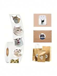 500 张/包可爱卡通动物贴纸 - 新奇卡通宠物贴纸，尺寸 2.5 厘米，装饰贴纸，非粘性奖励/表扬贴纸，创意图案，多种颜色 - 彩色 - 查看 9