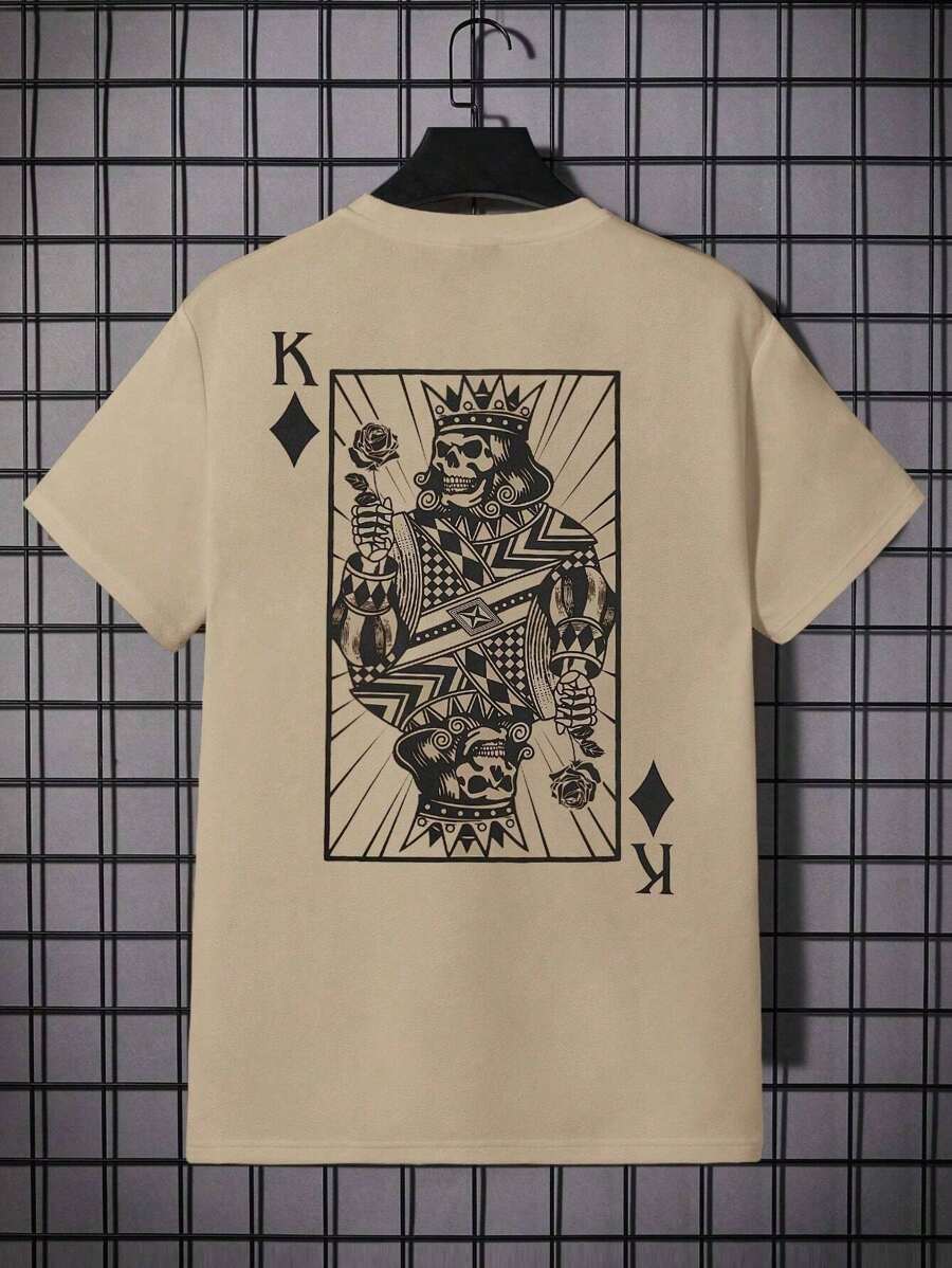 Camiseta Masculina Algodão Adulto Plus Size Infantil Carta Rei K King Moda Streetwear Over