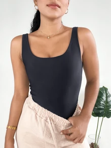 Kit 2 Women's Strappy Bodysuit With Suplex Tank Top And Basic Double Lining - 米色 - 查看 3