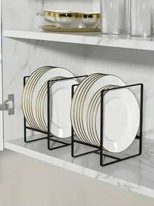 1pc Metal Plate Holder Organizer, Vertical Plate Rack, Dish Organizer For Cabinet, Drying Rack For Kitchen Cupboard, Kitchen Accessories - Multicolor - View 5