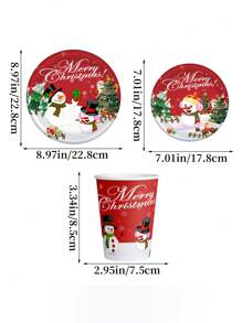 1 件圣诞礼物派对餐具套装 - 雪人主题纸盘和杯子，用于庆祝圣诞礼物假期，适合 1-10 人的家庭、派对和聚会 - 易于清洁和重复使用 - 非常适合圣诞礼物、感恩节和新年聚会（10 件装） - 彩色 - 查看 3