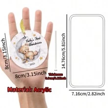 1 đồ trang trí Giáng sinh đầu tiên cho trẻ sơ sinh năm 2024, đồ trang trí hình gấu, đồ trang trí đám cưới Giáng sinh, biển báo treo Giáng sinh đầu tiên cho trẻ sơ sinh, đồ trang trí Giáng sinh cho cha mẹ mới sinh - Nhiều màu - Xem 2