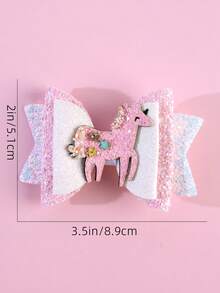 2 件装独角兽发饰，适合女士，女孩，闪亮蝴蝶结，鳄鱼夹，带全衬里，可爱甜美独角兽蝴蝶结发夹，带燕尾，可爱独角兽动物蝴蝶结发夹，女士时尚发饰万圣节 - 獨角獸 - 查看 4