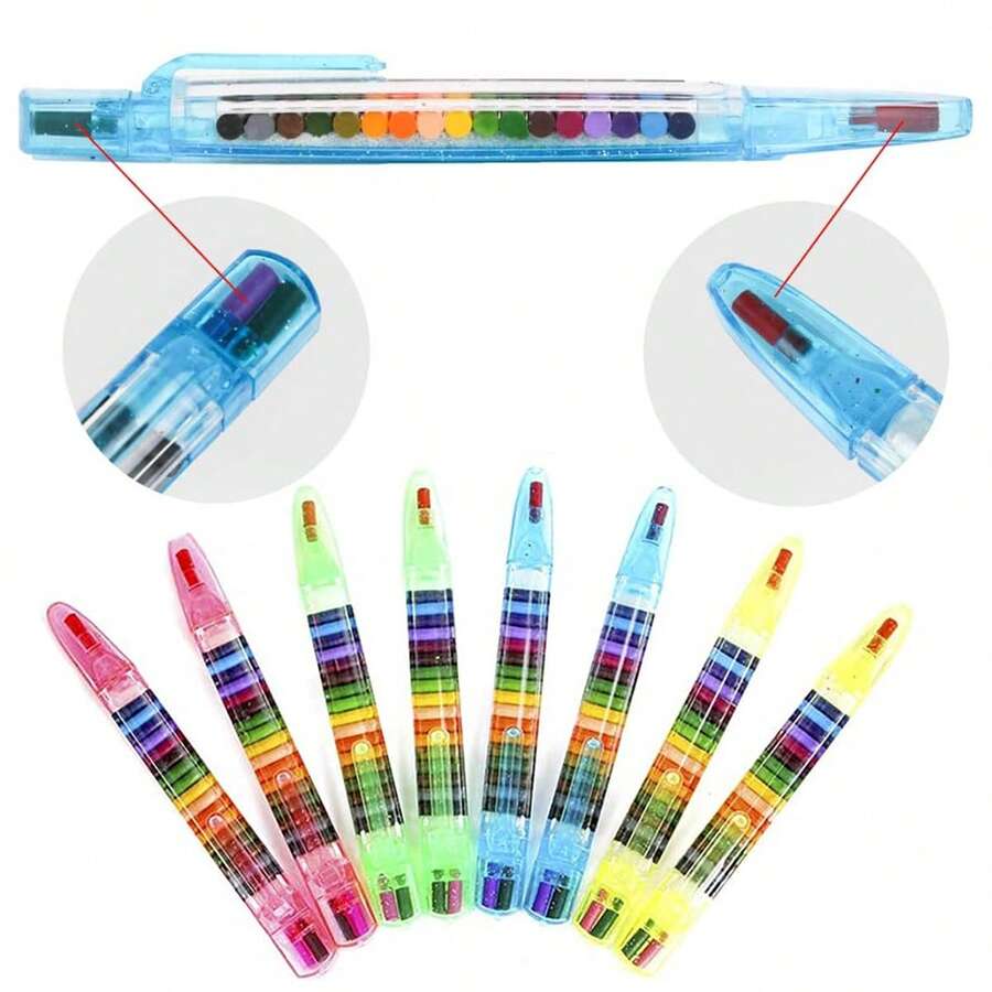 4 支/2 支/1 支可堆叠彩色凝胶荧光笔铅笔，学生绘画，派对礼物，可爱 20 支替换装，颜色随机 - 彩色 - 查看 1