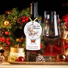 1 đồ trang trí Giáng sinh đầu tiên cho trẻ sơ sinh năm 2024, đồ trang trí hình gấu, đồ trang trí đám cưới Giáng sinh, biển báo treo Giáng sinh đầu tiên cho trẻ sơ sinh, đồ trang trí Giáng sinh cho cha mẹ mới sinh - Nhiều màu - Xem 3