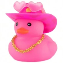Vịt cao su cao bồi ô tô, trang trí bảng điều khiển vịt màu hồng cho phụ kiện trang trí xe hơi có mũ và kính hình trái tim, dây chuyền vàng (kiểu dáng và kích thước của súng là ngẫu nhiên), hoàn hảo làm quà tặng ngày lễ, đồ trang trí tiệc - Nhiều màu - Xem 4