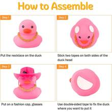 Vịt cao su cao bồi ô tô, trang trí bảng điều khiển vịt màu hồng cho phụ kiện trang trí xe hơi có mũ và kính hình trái tim, dây chuyền vàng (kiểu dáng và kích thước của súng là ngẫu nhiên), hoàn hảo làm quà tặng ngày lễ, đồ trang trí tiệc - Nhiều màu - Xem 10