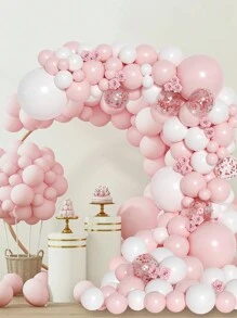 Bộ 99 bóng bay hình vòm màu hồng trắng, Bộ bóng bay hình vòm màu hồng, Bóng bay kim loại màu vàng hồng, Thích hợp cho trang trí tiệc sinh nhật, đám cưới, ngày lễ tình nhân, tiệc Giáng sinh - Vàng hồng và trắng hồng - Xem 7