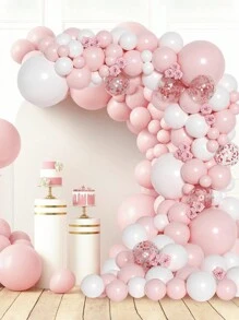 Bộ 99 bóng bay hình vòm màu hồng trắng, Bộ bóng bay hình vòm màu hồng, Bóng bay kim loại màu vàng hồng, Thích hợp cho trang trí tiệc sinh nhật, đám cưới, ngày lễ tình nhân, tiệc Giáng sinh - Vàng hồng và trắng hồng - Xem 5