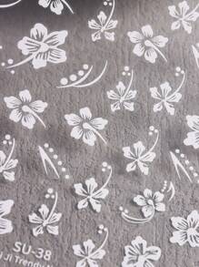 3D Hibiscus Flower Nail Stickers Tropical Cherry Blossom Petals Floral Design DIY Sticky Decal Nail Art Sliders Black White DIY Nail Art Supplies Nail Art Decoration 2Pcs Nails - Multicolor - View 9