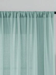 1pc Sheer Curtain, Solid Color New Luxury Modern Minimalist Polyester Voile Curtain, Transparent But Not See-Through, Weakens Light, Suitable For Bedroom, Living Room, Balcony, Blocks UV Rays, Rod Pocket Design - Green - View 3
