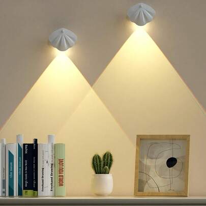 1 个贝壳形磁感应灯，无线安装，适用于室内壁灯、铭牌、楼梯间和走廊灯，智能 LED 可充电运动传感器灯，床头传感器小夜灯，3 色可调光，长按调光，USB 可充电，使用前请充满电（500mAh 电池可长时间运行）