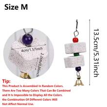 1 件装多色鹦鹉喙磨钙石带铃铛笼玩具，花卉悬挂式咀嚼玩具，适用于玄凤鹦鹉、爱情鸟、长尾小鹦鹉、仓鼠、兔子