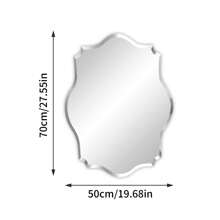 Frameless Scalloped Wall Mirror Decorative Mirrored Glass Vanity With Beveled Silver Edge For Bathroom Bedroom Livingroom Dining Room Entryway Hallway Home Decor Back To School Room Decor School Supplies - 銀色 - 查看 7
