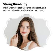 Frameless Scalloped Wall Mirror Decorative Mirrored Glass Vanity With Beveled Silver Edge For Bathroom Bedroom Livingroom Dining Room Entryway Hallway Home Decor Back To School Room Decor School Supplies - 銀色 - 查看 8