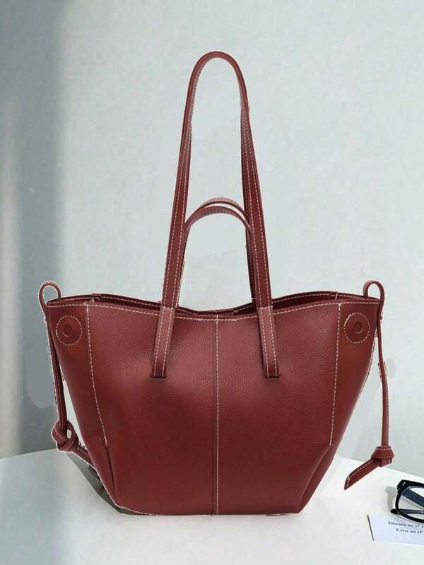 Retro elegante Mode Damen PU Leder Tragetasche, strukturiertes Leder, großes Fassungsvermögen, Fledermaus-Flügel Design, minimalistisch plissierter koreanischer Stil, schicke Unterarm-Tasche, geeignet für Pendeln und täglichen Gebrauch, Geschenk am