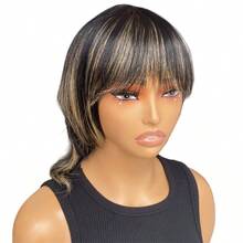 Mullet Wig Pixie Cut Wigs Human Hair For Women Shaggy Layered 70s 80s 90s Mullet Wigs With Bangs For Women Natural Black Wolfcut Straight Wig - S1/27 - View 3