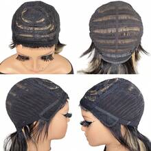 Mullet Wig Pixie Cut Wigs Human Hair For Women Shaggy Layered 70s 80s 90s Mullet Wigs With Bangs For Women Natural Black Wolfcut Straight Wig - S1/27 - View 2