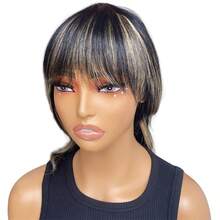 Mullet Wig Pixie Cut Wigs Human Hair For Women Shaggy Layered 70s 80s 90s Mullet Wigs With Bangs For Women Natural Black Wolfcut Straight Wig - S1/27 - View 5