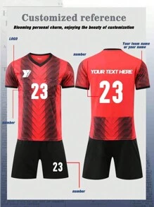 Customizable Number Name Logo Football Training Tee And Shorts Set For Men, Basketball And Football National Teams, World Cup Football Clubs, Specially Customized Based On Your Name, Number, Logo, And Any Pattern That Needs To Be Printed On The Clothes. Provide Customized Competition Training Uniforms, Supporting Team Customization