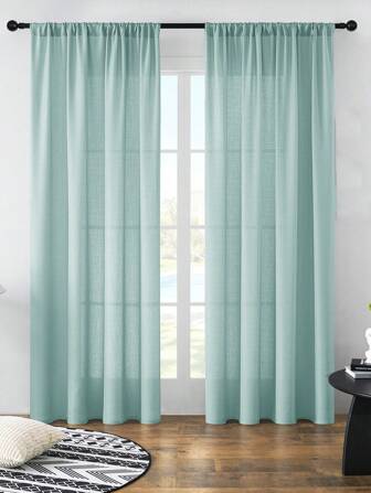 1pc Sheer Curtain, Solid Color New Luxury Modern Minimalist Polyester Voile Curtain, Transparent But Not See-Through, Weakens Light, Suitable For Bedroom, Living Room, Balcony, Blocks UV Rays, Rod Pocket Design