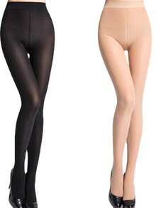 3 Pairs Women's Thin Tights Adult 20 Thread Black - 黑色 - 查看 3