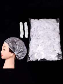 100pcs Disposable Shower Caps Waterproof Plastic Bathing Caps For Men And Women - Clear - View 2