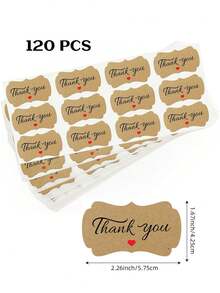 120 张牛皮纸风格粘性感谢贴纸标签，适用于烘焙、礼品、生日、婚礼、新娘、小型企业和奇形怪状贴纸 - 彩色 - 查看 1